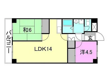 マンション南小坂(2LDK/5階)の間取り写真