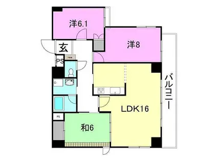 ロイヤルメゾン岩崎町(3LDK/4階)の間取り写真