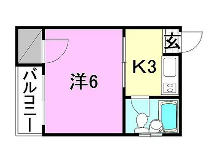 第二曙マンション(1K/2階)の間取り写真