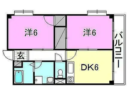 明神海運ビル(2DK/4階)の間取り写真