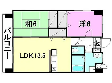コンフォート・アサノ(2LDK/3階)の間取り写真