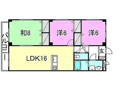 北持田館(3LDK/2階)の間取り写真