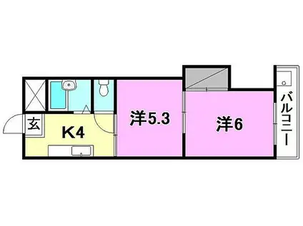 第7みのりハイツ愛光(2K/3階)の間取り写真