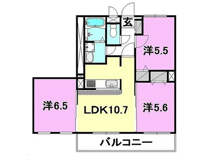 フィネス居相(3LDK/3階)の間取り写真