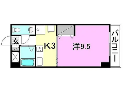 グリチネ・ウノ(1K/7階)の間取り写真