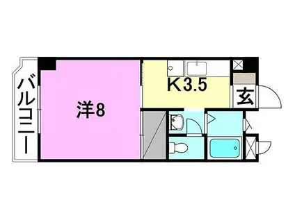 伊予鉄道市駅線 南町駅 徒歩5分 3階建 築35年(1K/2階)の間取り写真