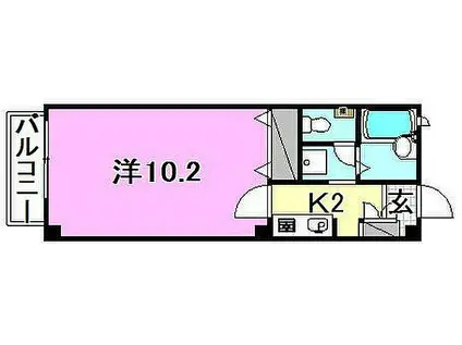 フォブール東野2(1K/1階)の間取り写真