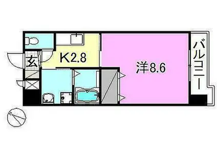 メゾンドール錦町2(1K/4階)の間取り写真