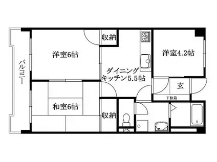 T・S東野(3DK/2階)の間取り写真