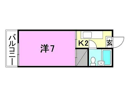 ラブレみゆき(1K/2階)の間取り写真