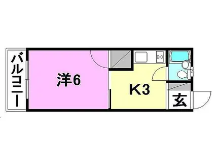 コテージ桜館(1K/2階)の間取り写真