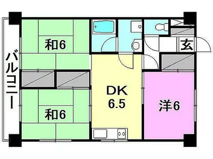 UKENA川内(3DK/2階)の間取り写真