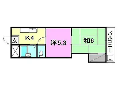 第7みのりハイツ愛光(2K/4階)の間取り写真