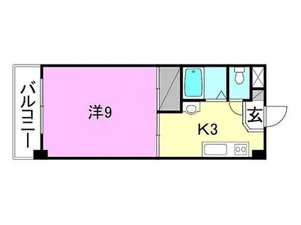 竹乃井第二ビル(1K/5階)の間取り写真
