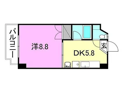 ラッセルスクエア松山市駅 A・B棟(1DK/4階)の間取り写真