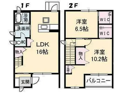 伊予鉄道郡中線 土橋駅(愛媛) 徒歩10分 2階建 築22年(2LDK/1階)の間取り写真