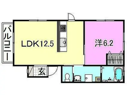 コーポくまA棟(1LDK/2階)の間取り写真