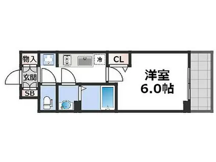 スプランディッド難波元町DUE(1K/5階)の間取り写真