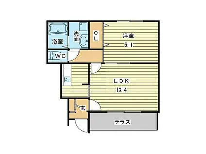 コートヲイ(1LDK/1階)の間取り写真