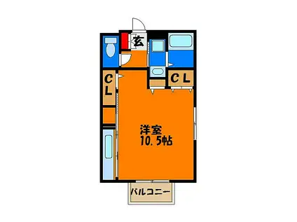 STUDIO CLAIR(ワンルーム/1階)の間取り写真