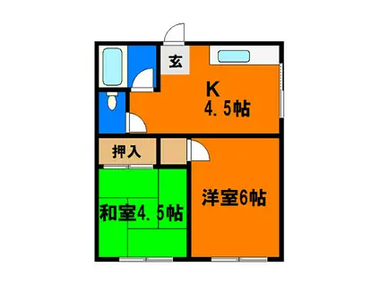中島ハイツ(2K/1階)の間取り写真