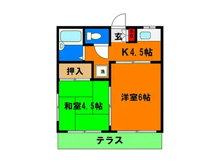 メゾンHAGIWARA(2K/1階)の間取り写真