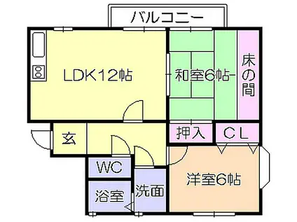 亀幸園ハイツ(2LDK/2階)の間取り写真