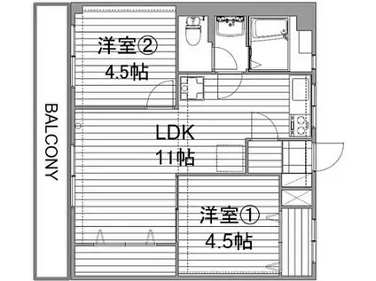 第16上野ビル(2LDK/6階)の間取り写真