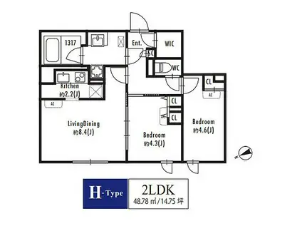 GRANPASEO西新宿(2LDK/4階)の間取り写真