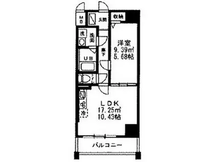 モアナレジデンス(1LDK/1階)の間取り写真