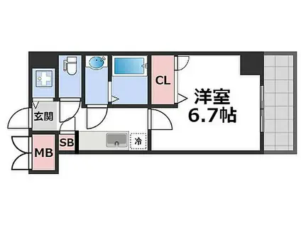 シャルマンフジ大阪城南(1K/6階)の間取り写真