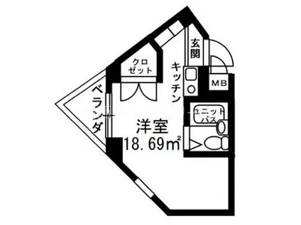 京阪本線 守口市駅 徒歩3分 5階建 築32年(ワンルーム/2階)の間取り写真