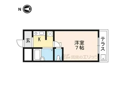 ウエストヴァレー京都(1K/1階)の間取り写真
