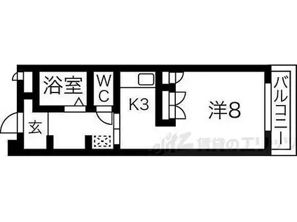 ビーバ江坂(ワンルーム/2階)の間取り写真