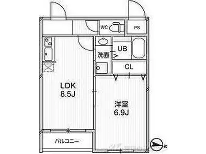 プレアデス千里山田(1LDK/4階)の間取り写真