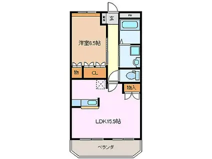 JR関西本線 富田駅(三重) 徒歩2分 3階建 築20年(1LDK/3階)の間取り写真