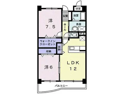 アズゥール(2LDK/4階)の間取り写真