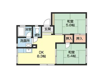 JR紀勢本線 海南駅 徒歩9分 2階建 築36年(2DK/1階)の間取り写真