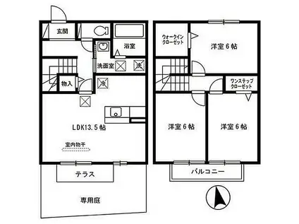 ローズコート名草 A棟(3LDK/1階)の間取り写真