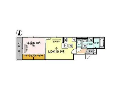 カルム アビタシオン北出島(1LDK/1階)の間取り写真