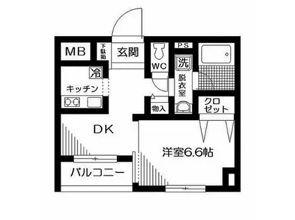 伊野尾書店ビル(1DK/3階)の間取り写真