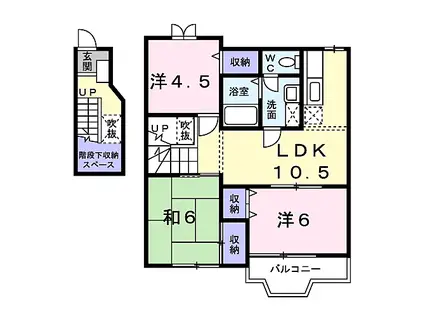 JR和歌山線 岩出駅 徒歩29分 2階建 築22年(3LDK/2階)の間取り写真