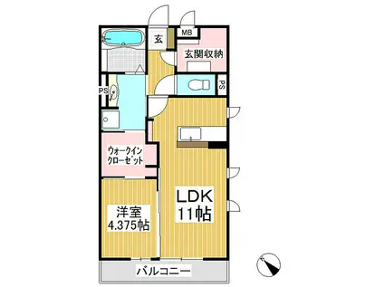 テルメ上山田(1LDK/2階)の間取り写真