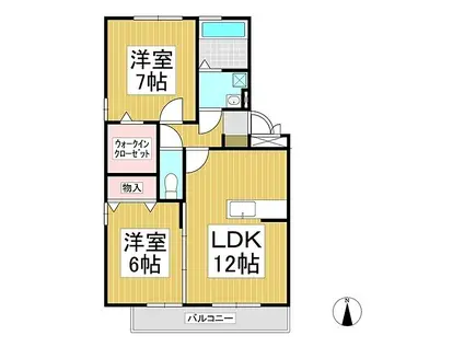 パークタウン三本柳(2LDK/1階)の間取り写真