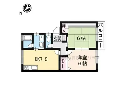 JR東海道・山陽本線 瀬田駅(滋賀) 徒歩17分 2階建 築31年(2DK/2階)の間取り写真