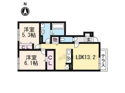 アクシスH(2LDK/1階)の間取り写真