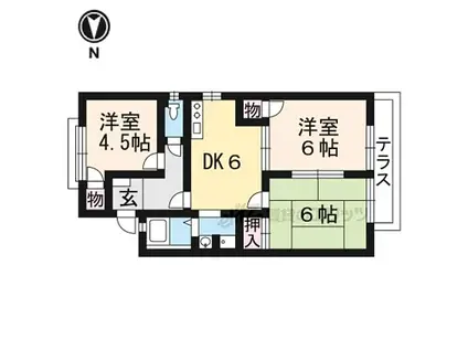 JR東海道・山陽本線 瀬田駅(滋賀) 徒歩15分 2階建 築33年(3DK/1階)の間取り写真