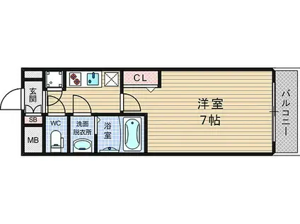 レジュールアッシュ難波MINAMI II(1K/3階)の間取り写真