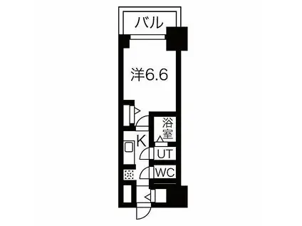 名古屋市営鶴舞線 浅間町駅 徒歩9分 14階建 築2年(1K/3階)の間取り写真