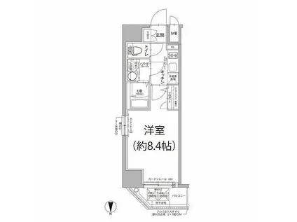 名古屋市営東山線 亀島駅 徒歩5分 14階建 築1年(1K/10階)の間取り写真